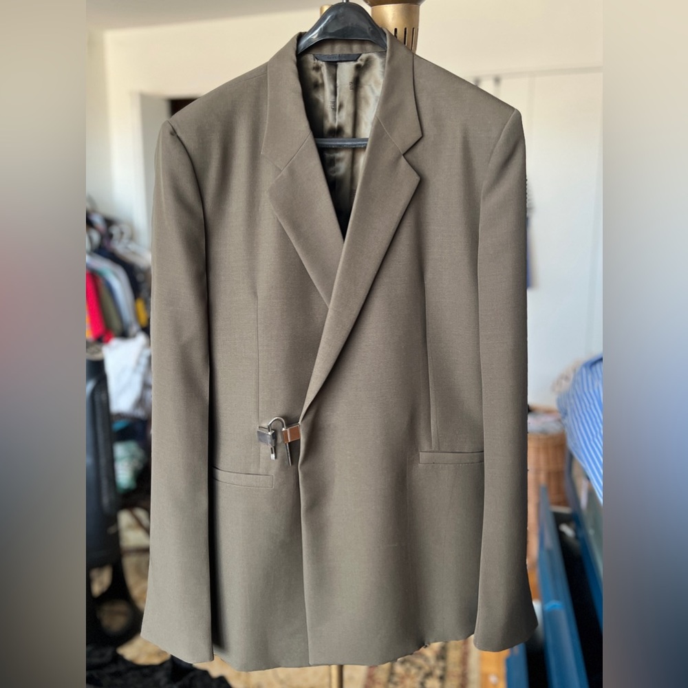 Givenchy U-Lock Wool Twill Blazer - Dark Khaki Green, Pristine Condition